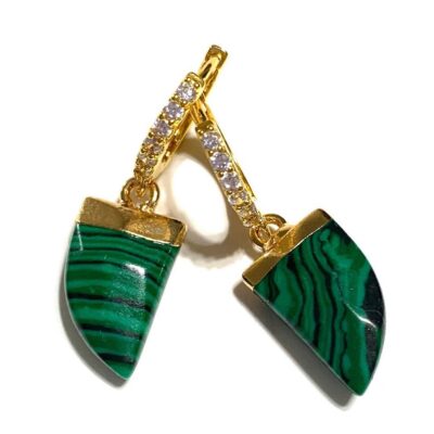 Aretes de Rodio con Zircón y Cuarzo Malaquita