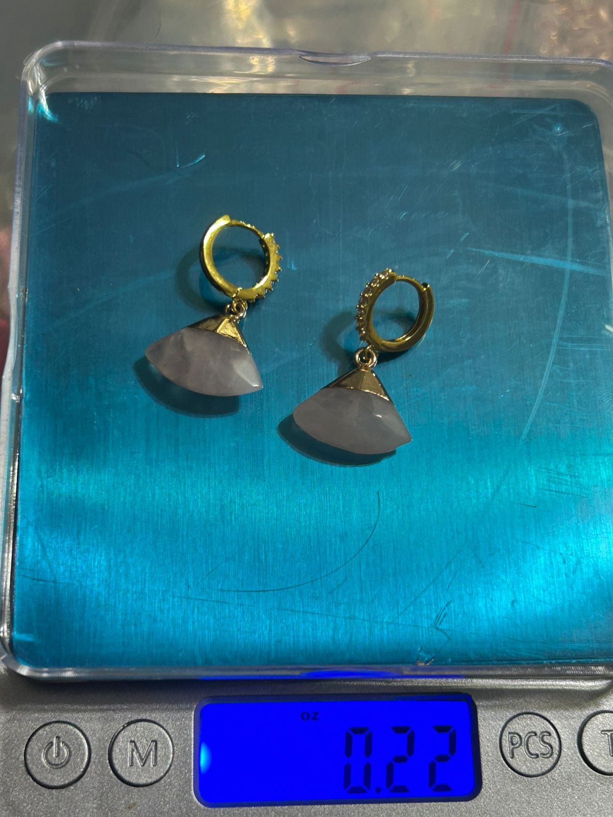 Aretes de Rodio con Zircón y Cuarzo Rosa - Image 2