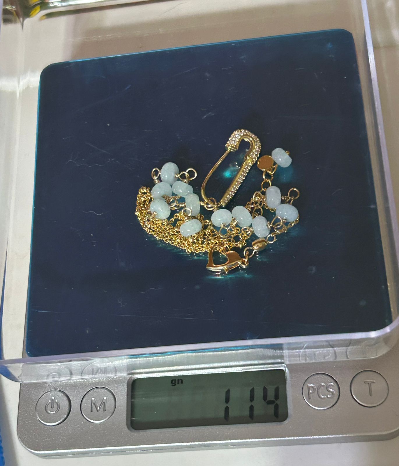 Collar de Cuarzo Ágata Azul Claro con Dije de Micro Pavé y Zircon - Image 2