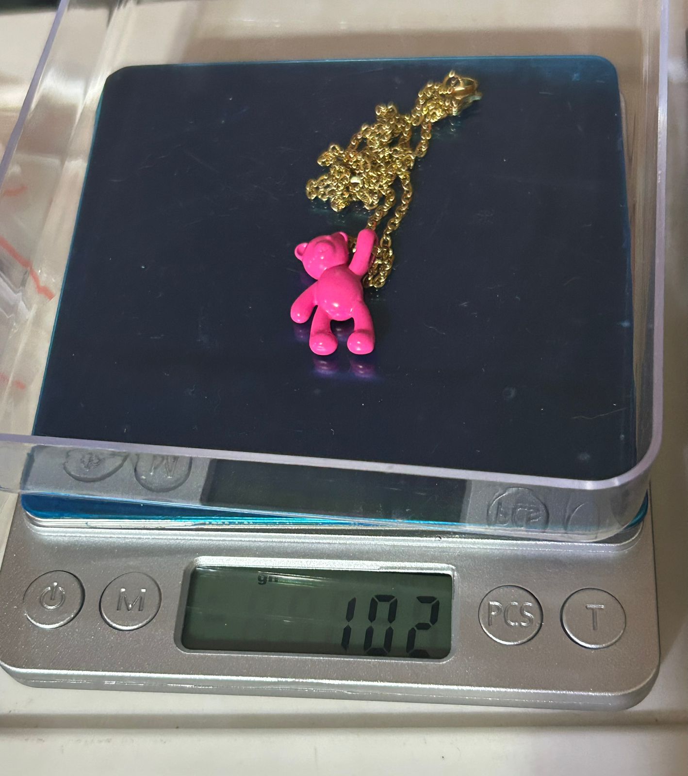 Collar de Osito Esmaltado con Cadena de Acero - Image 2