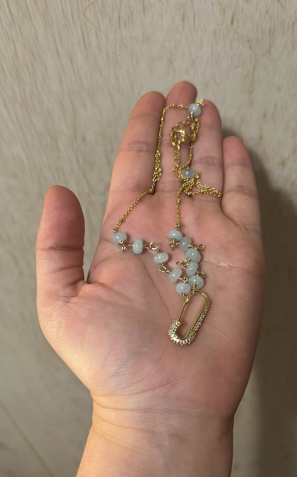 Collar de Cuarzo Ágata Azul Claro con Dije de Micro Pavé y Zircon - Image 3