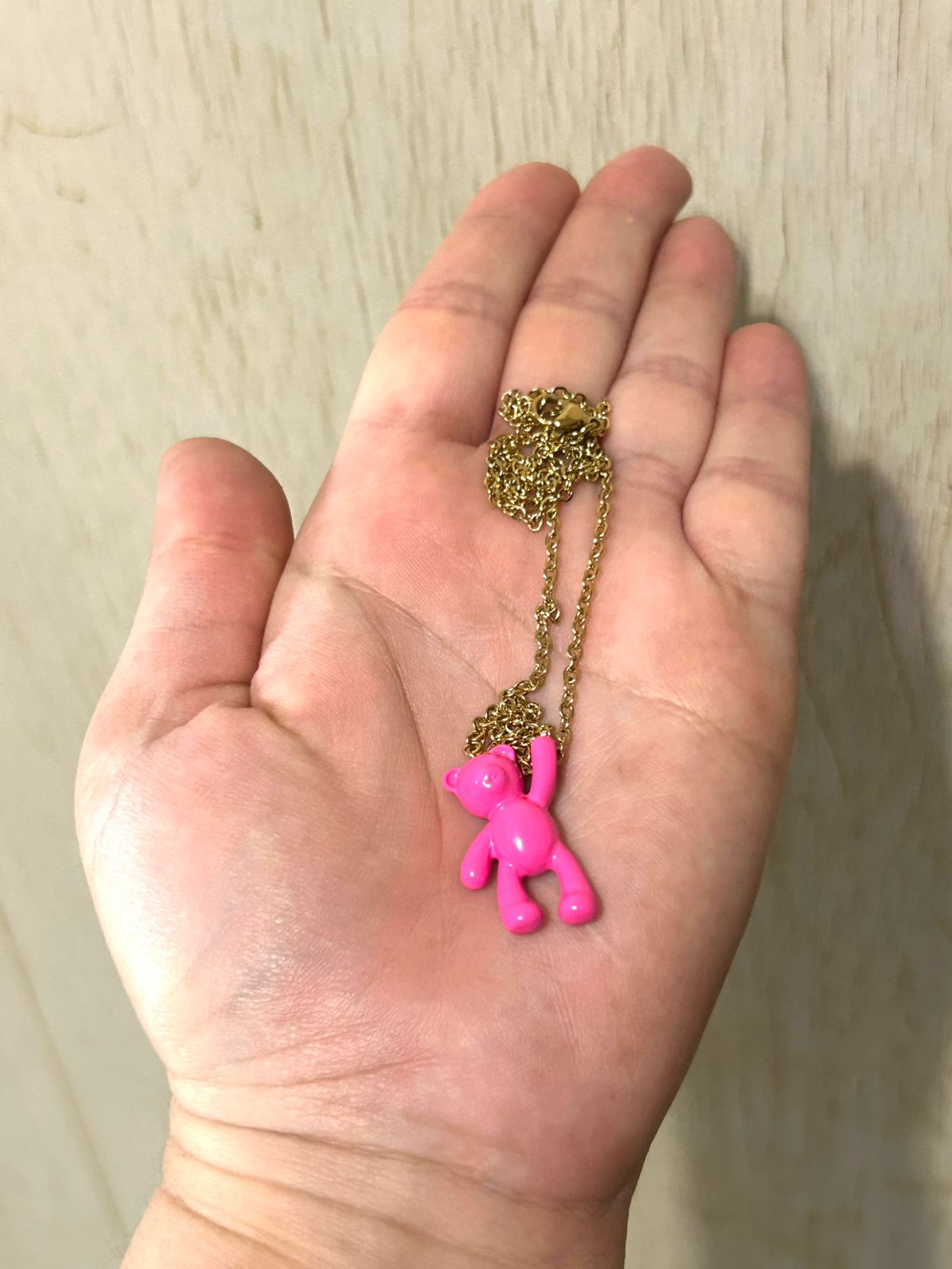 Collar de Osito Esmaltado con Cadena de Acero - Image 3