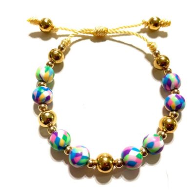 Pulsera de Resina Suave con Cuentas de Baño de Oro y Hilo de Nylon