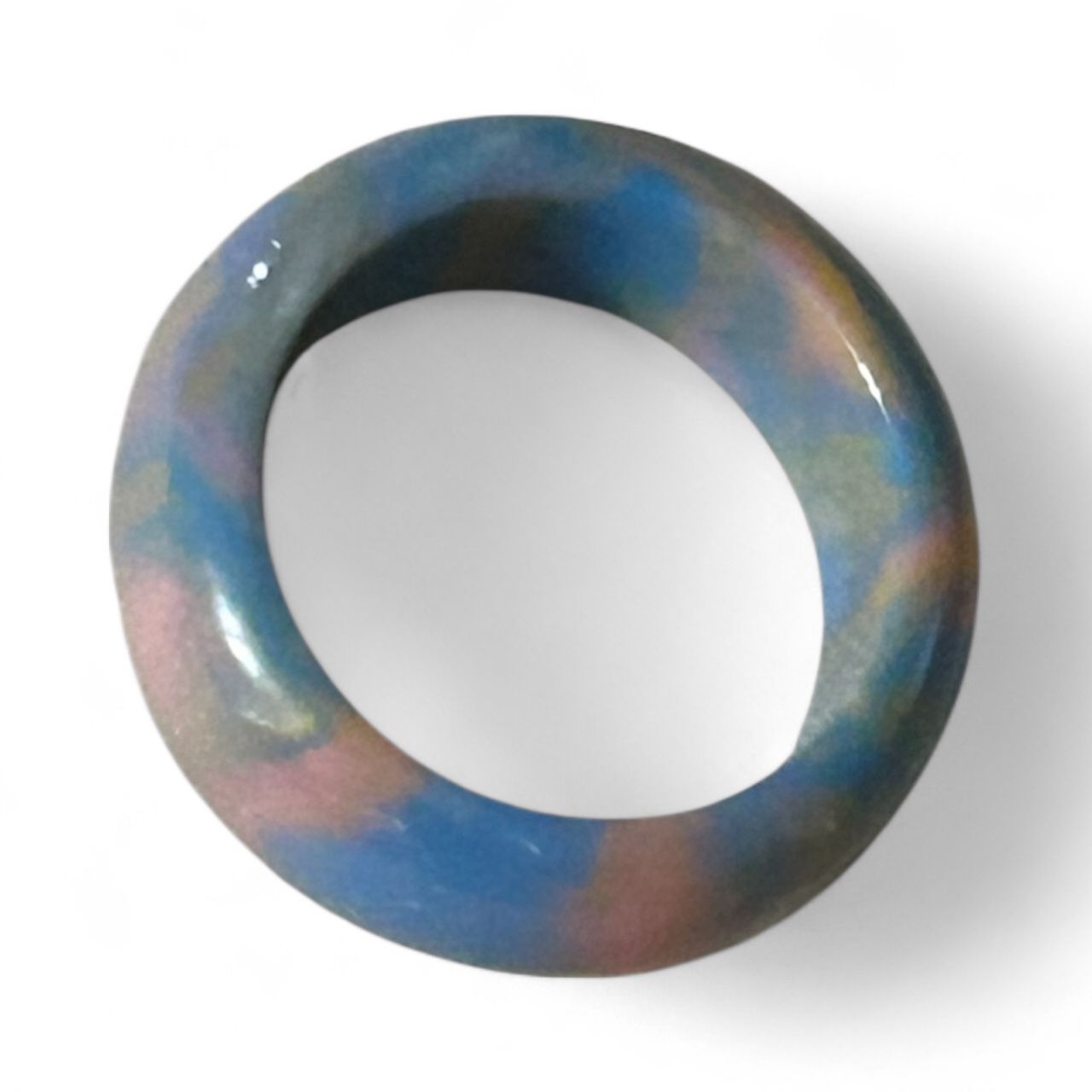 Anillo de Resina Azul y Rosa – Talla #6