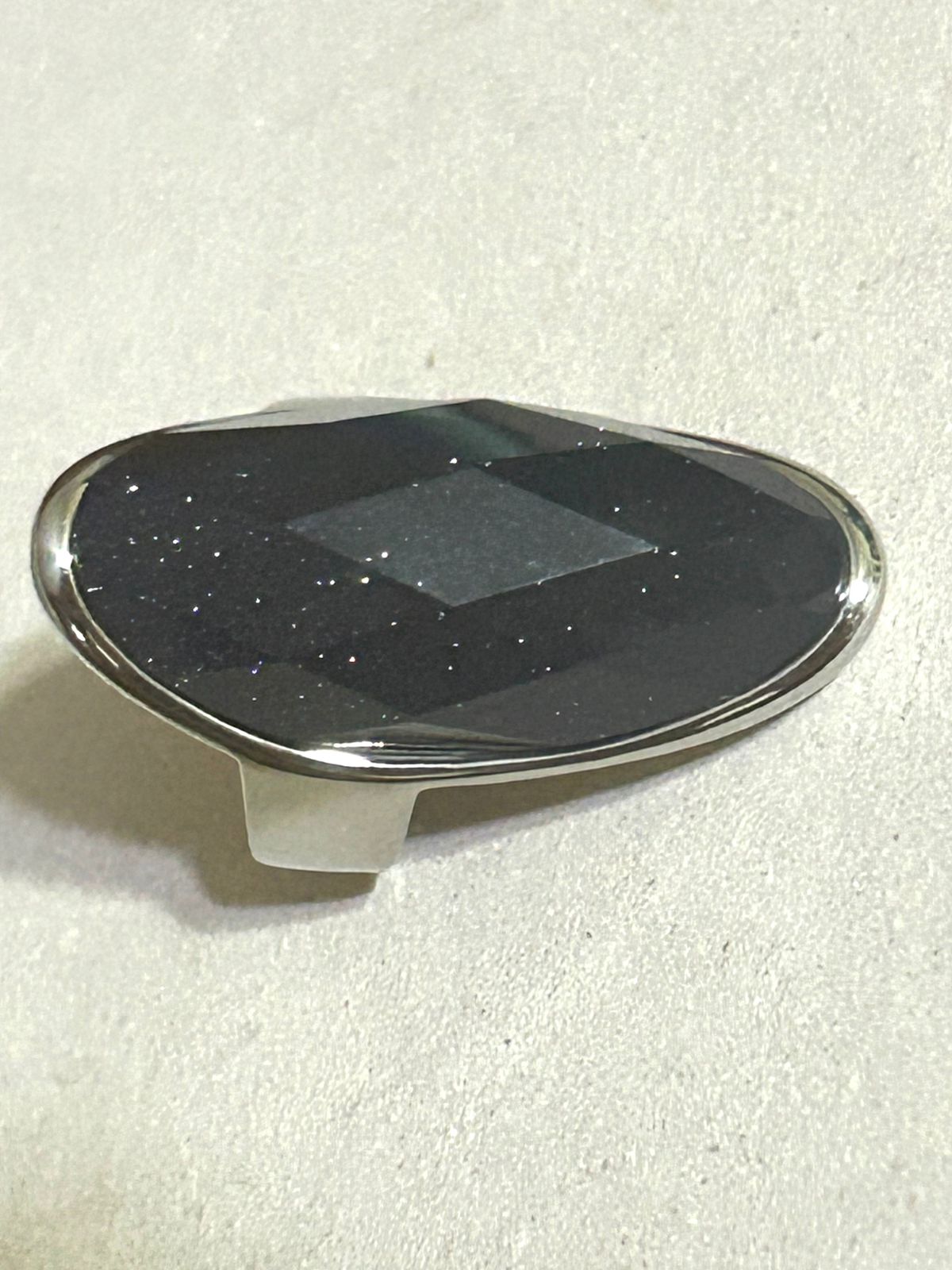 Anillo en Acero Inoxidable con Cuarzo Aventurina Galaxia Azul – Talla #8 - Image 5