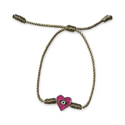 Pulsera de Hilo de Nylon con Dije de Corazón Esmaltado