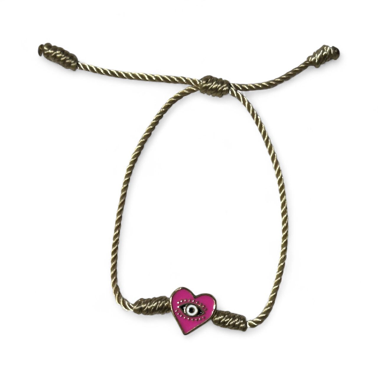 Pulsera de Hilo de Nylon con Dije de Corazón Esmaltado